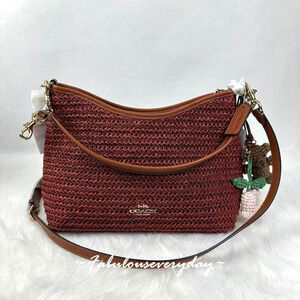 COACH Laurel Shoulder Bag Crossbody With Charms In Straw/Gold/Russet CES23 NWT